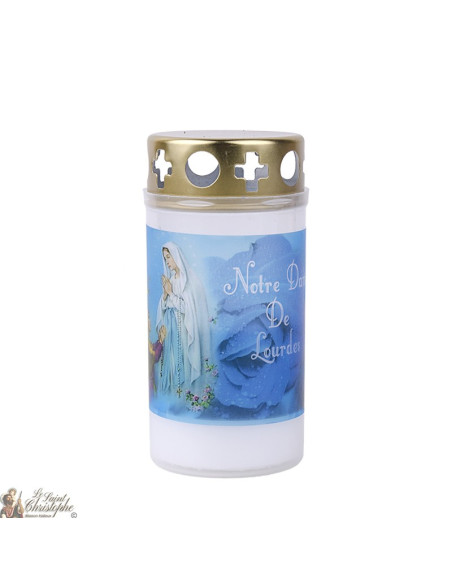 Bougies d'extérieur avec l'Apparition de Lourdes - couvercle