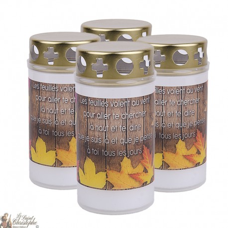 Buiten kaarsen met herfstbladeren - Bedekt - French gebed