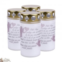 Bougies d'extérieur avec Ange coeur - couvercles - prière français