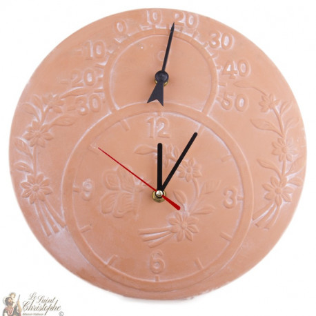 Horloge et thermomètre en Terracotta