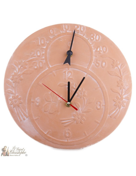 Clock and thermometer in Terracotta