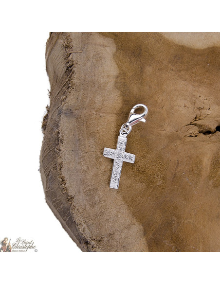Kreuz Kristall Charm Silber 