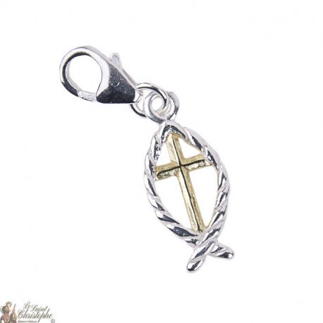 Fish Pendant Gold Cross - Silver 925