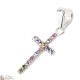 Pendentif Croix Strass Multicolor - Argent 925