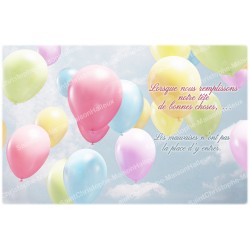 Adesivo decorativo per candela votiva - Citazione sulla felicità e palloncini