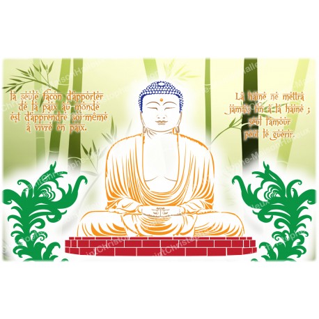 decorative sticker  for  novena candle With citation in French - Buddha
