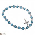 Bracelet en cristal bleues avec Croix 