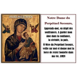 Pegatina francés con la oración - Nuestra Señora del Perpetuo Socorro - b