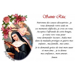 Aufgleber für Novenkerzen mit Gebet auf französisch - heilige  Rita - 1b