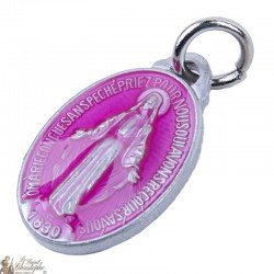 Médaille de La Vierge Miraculeuse émaillée rose 