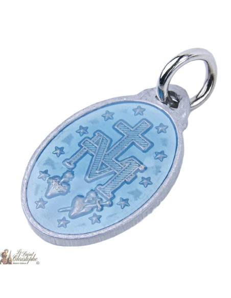 Médaille de La Vierge Miraculeuse émaillée bleue