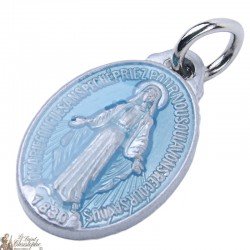 Médaille de La Vierge Miraculeuse émaillée bleue