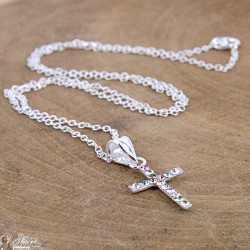 Collar multicolor STRASS CRUZ DE PLATA