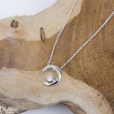 Half moon necklace with crystal in silver with crystal