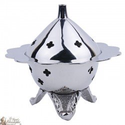 Censer carved flower - silver color metal