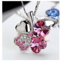 Necklace clover pink crystal