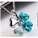 Clover necklace crystal blue 2.1 x 2.6 cm