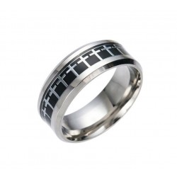 RING WITH CROSS COLOR BLACK SILVER