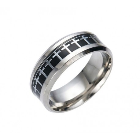 RING WITH CROSS COLOR BLACK SILVER