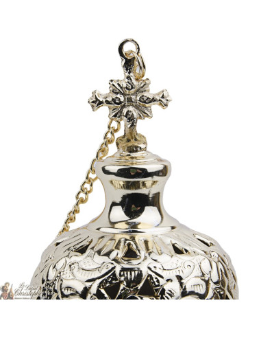 Incensario de oro, labrada con cruces - Altura: 18 cm