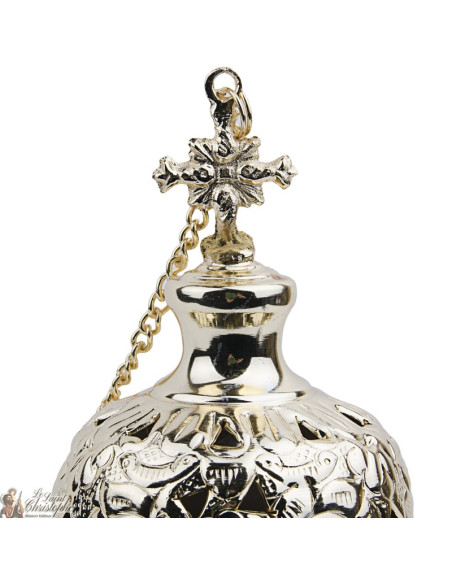 Incensario de oro, labrada con cruces - Altura: 18 cm