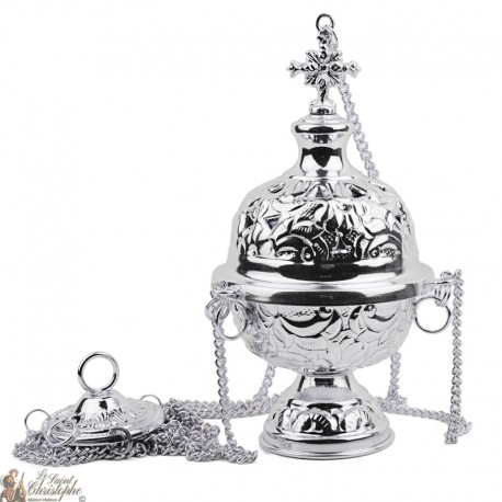 Silver censer , carved with crosses - Height: 18 cm