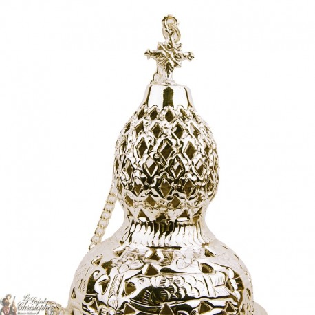 Incensiere d' argento, scolpito con croci - Altezza: 26 cm 