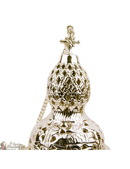Silver censer , carved with crosses - Height: 26 cm