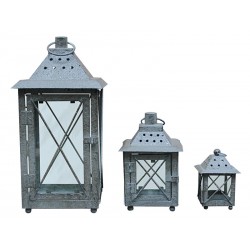 Wrought iron lantern gray - Set of 3 pieces