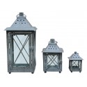 Wrought iron lantern gray - Set of 3 pieces