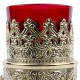 Red candle holder with gold plated base