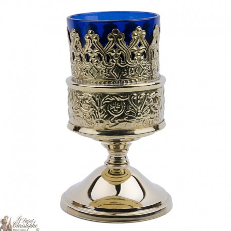 Kerzenständer rot mit goldener Metallbasis 