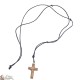 Halskette mit Schnur Kreuz aus Olivenholz - 2 x 3 cm
