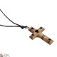 Collier Cordon avec Croix en bois d'olivier - Cœurs 