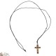 Collier Cordon avec Croix en bois d'olivier - Cœurs 