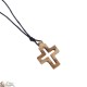 Collier Cordon avec Croix en bois d'olivier - 2 x 2 cm