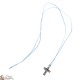 Cuerda del collar con la cruz de madera - azul