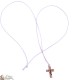 Cord Necklace with Wooden Cross - pink