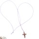 Ketting koord met houten Kruis - roze