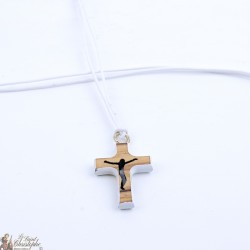 Cuerda del collar con la cruz de madera - Blanca