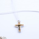 Cord Necklace with Wooden Cross - white
