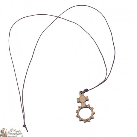 Collier Cordon avec Pendentif dizainier en bois 
