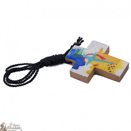 Pendentif croix du mexique en bois 