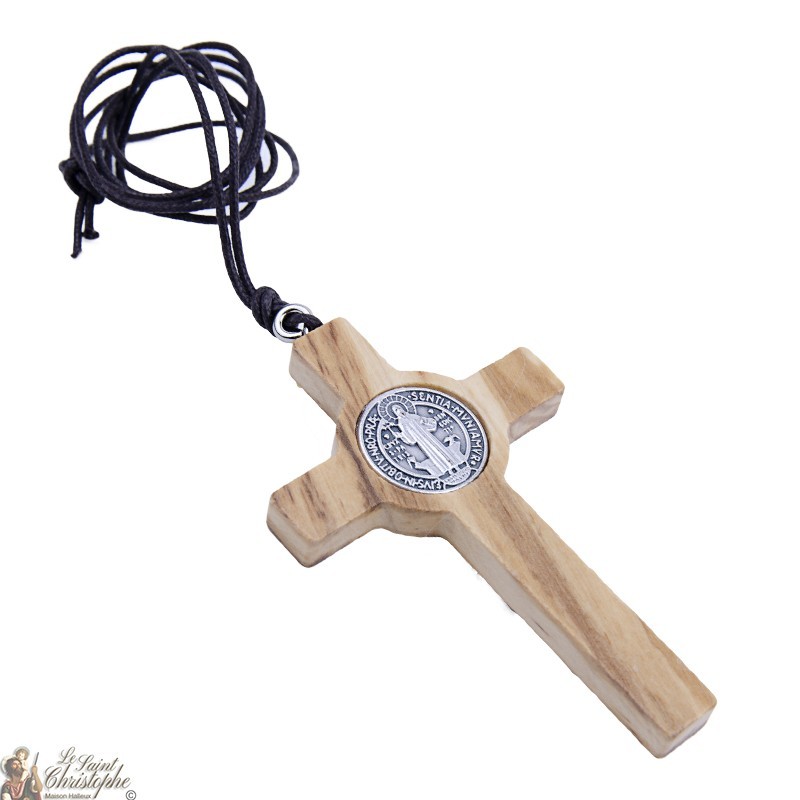 St. Benedictus Medaille Hanger - Dubbelzijdig Roestvrij Staal Kruis Met Relief - Elegant Amulet