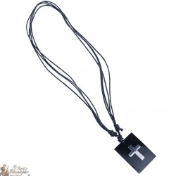 Band Halskette - schwarze Platte mit Kreuz
