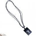 Necklace cord - black plate with cross