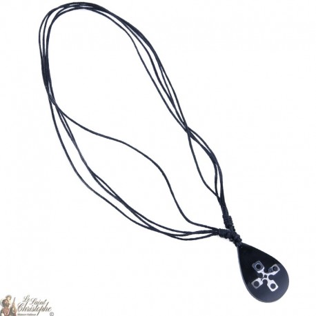 koord halsketting - hanger ovaal kruis