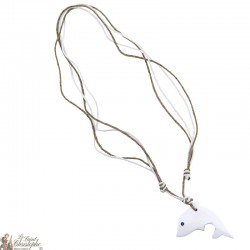 Collier réglable avec dauphin blanc