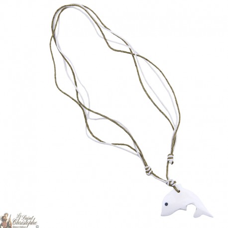 Adjustable necklace with white dolphin
