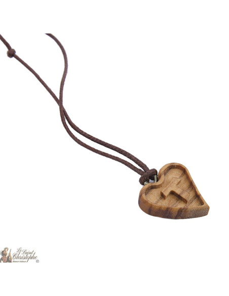 Collier cordon avec croix en bois 